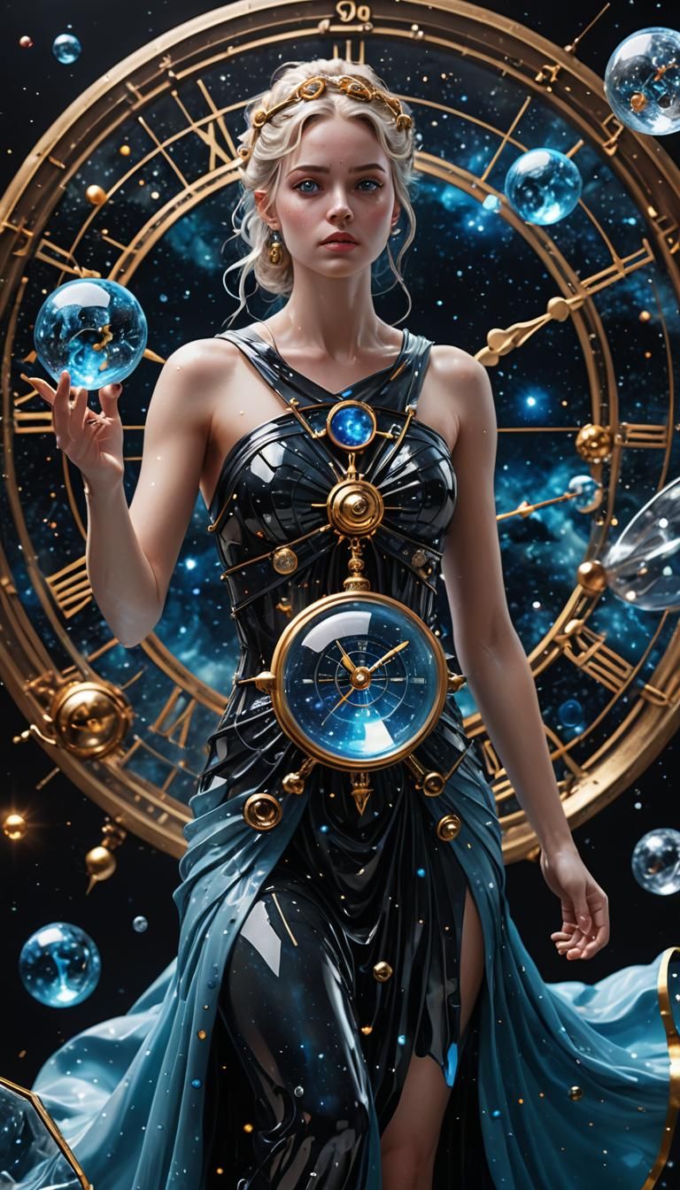 Glass Goddess Dreams with Galaxy Background