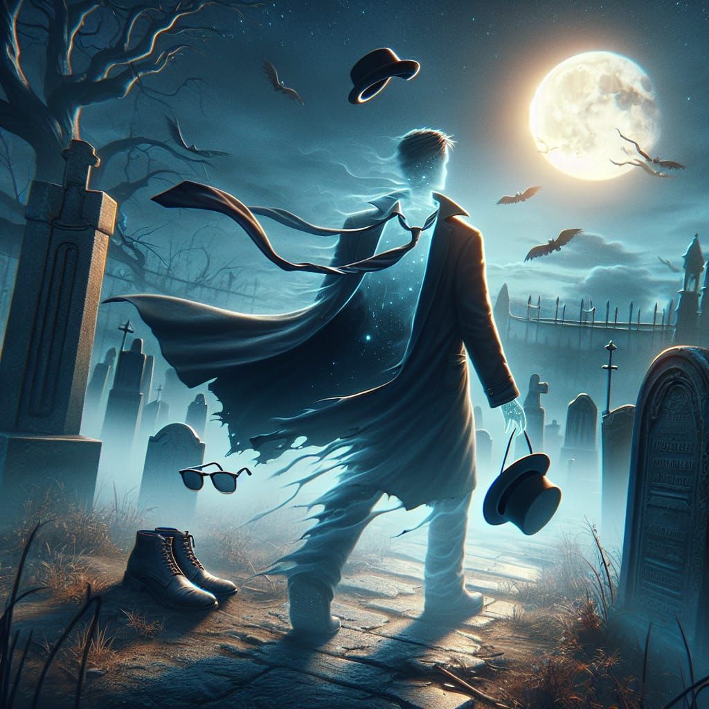 Eerie Invisible Man in Cemetery Concept Art