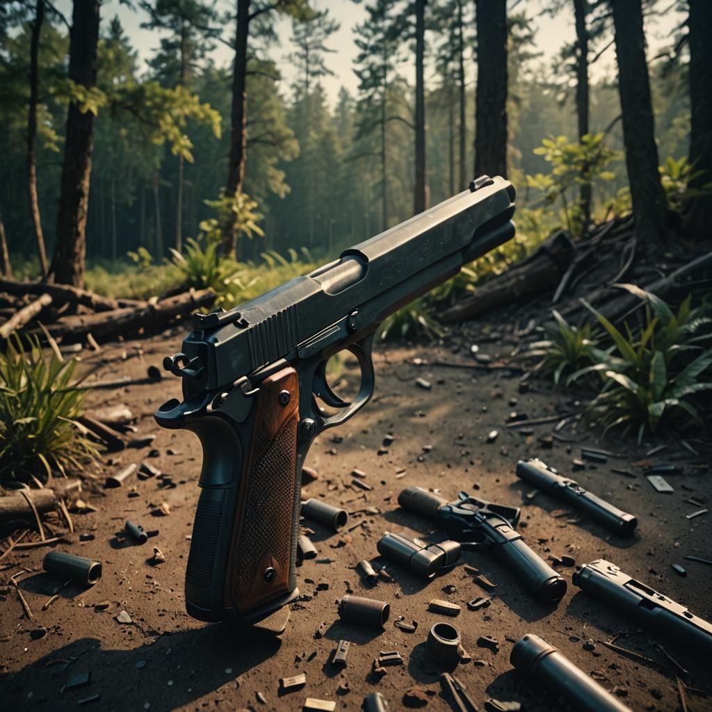 Dramatic Gun Still in Cinematic Style