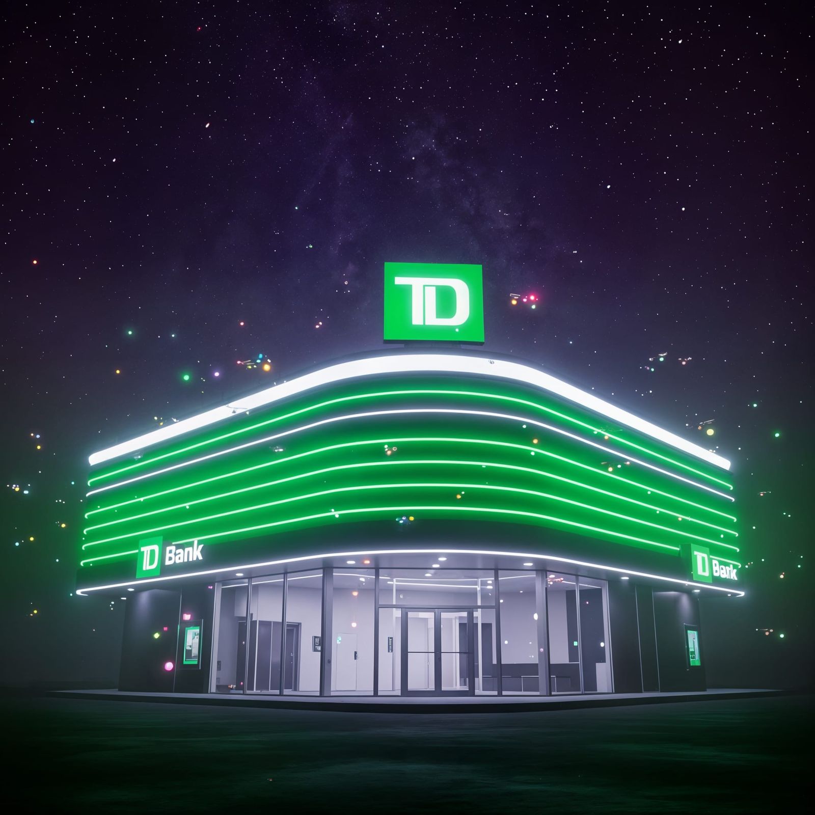 Cyberpunk TD Bank Branch at Night