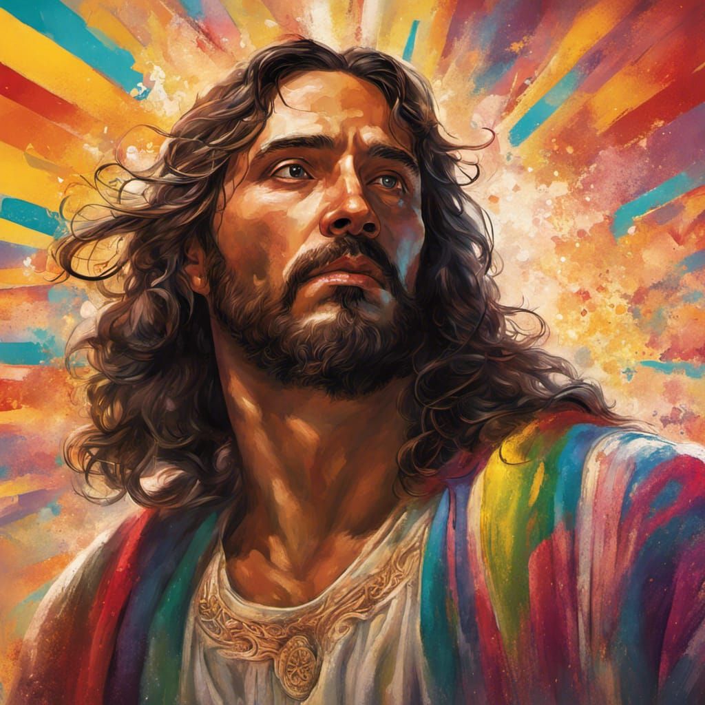 Hyperrealistic Mexican Jesus Splash Art Portrait