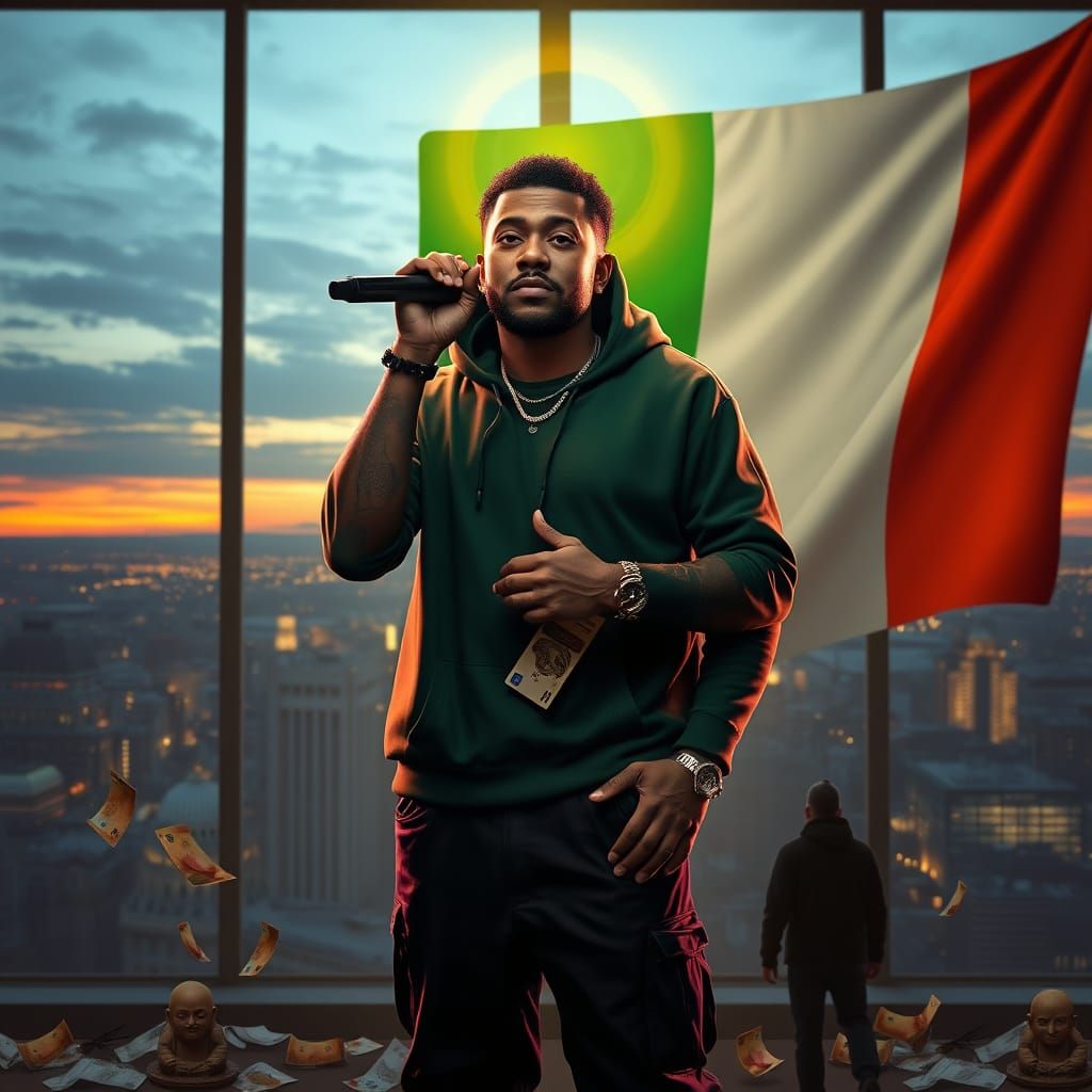 Confident Rapper Defies Haters Under Irish Flag Backdrop