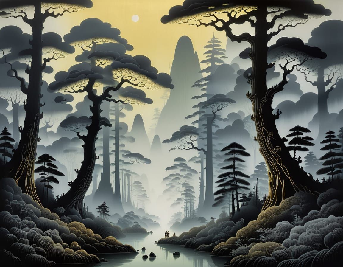 Foggy Negative Space Forest