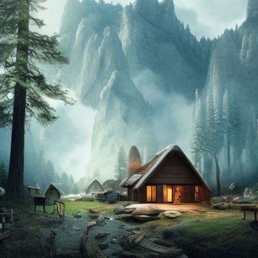 Cozy Cabin Fire: A Cinematic Digital Painting