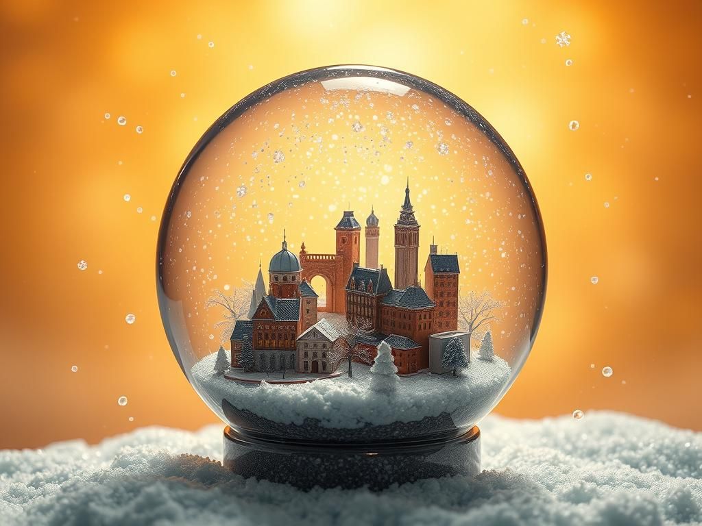 City in Snow Globe: Surreal Miniature World