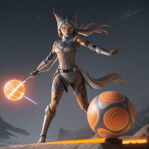 Ahsoka as Naruto with Galaxy Orb, Sci-Fi Style