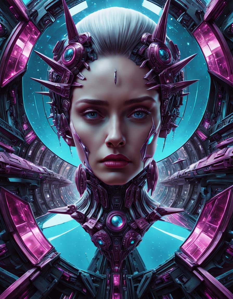 Dark Sci-Fi Surrealism with Mirrored Symmetry