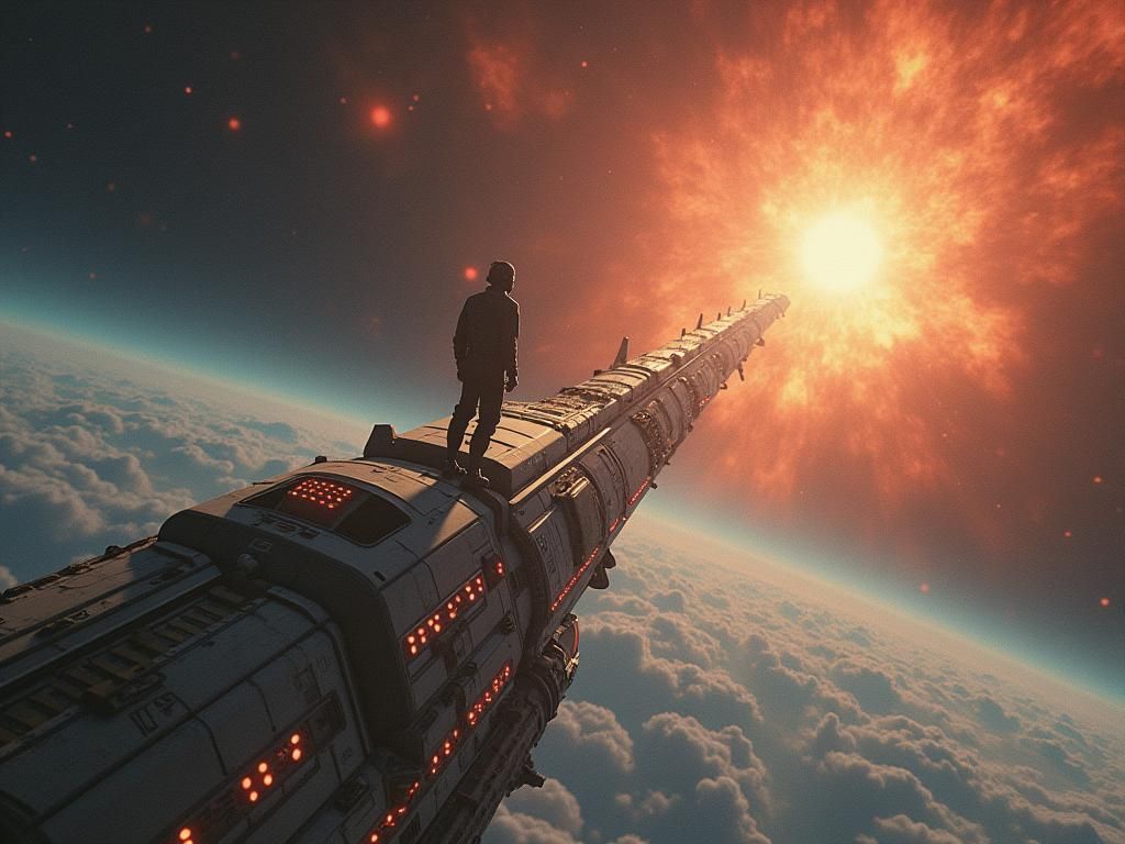 Retro-Futuristic Space Hero Nebula Journey