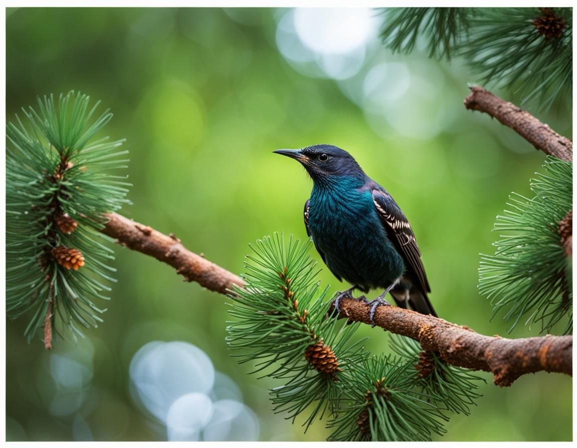 starling on pine