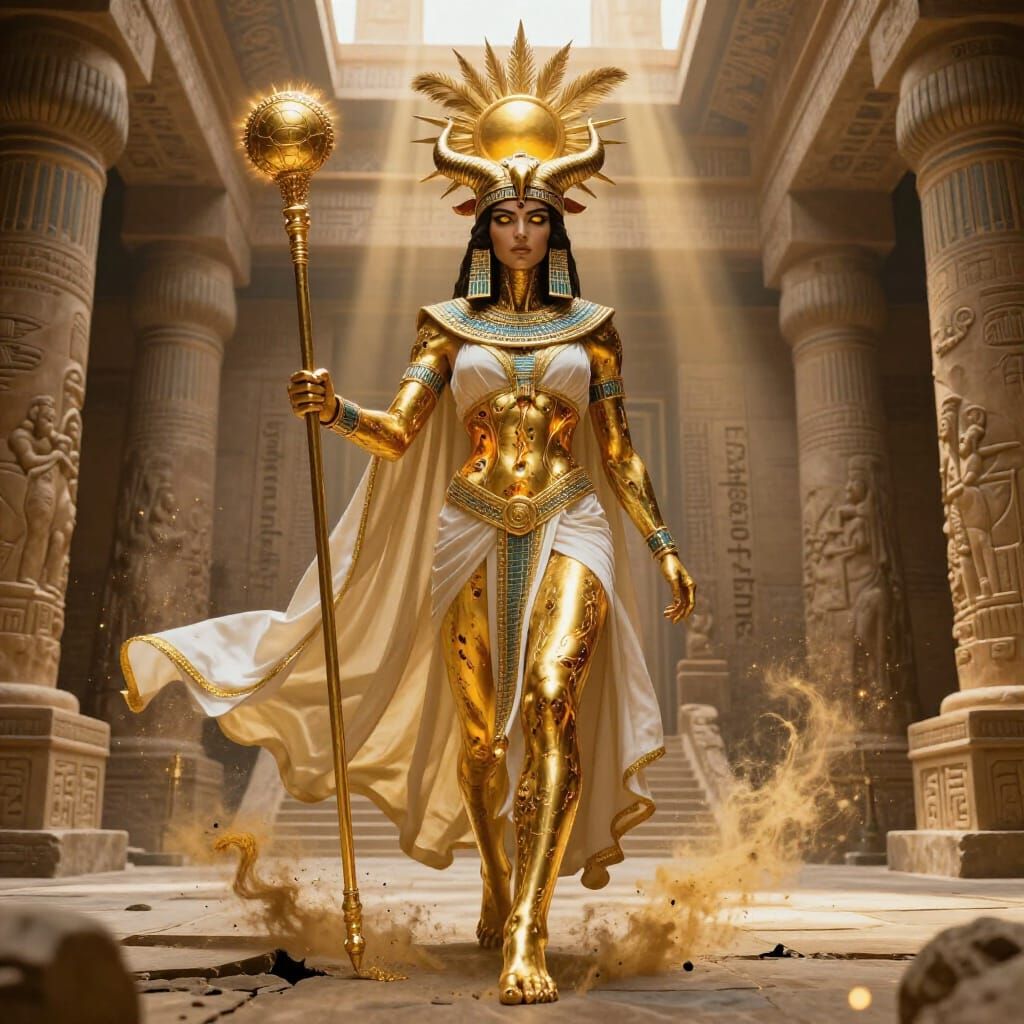 Golden Goddess Repyt Striding Athribis Pylon