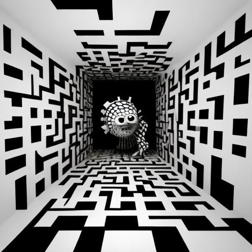 Monochrome Maze: Dada Bauhaus Illustration in 3D