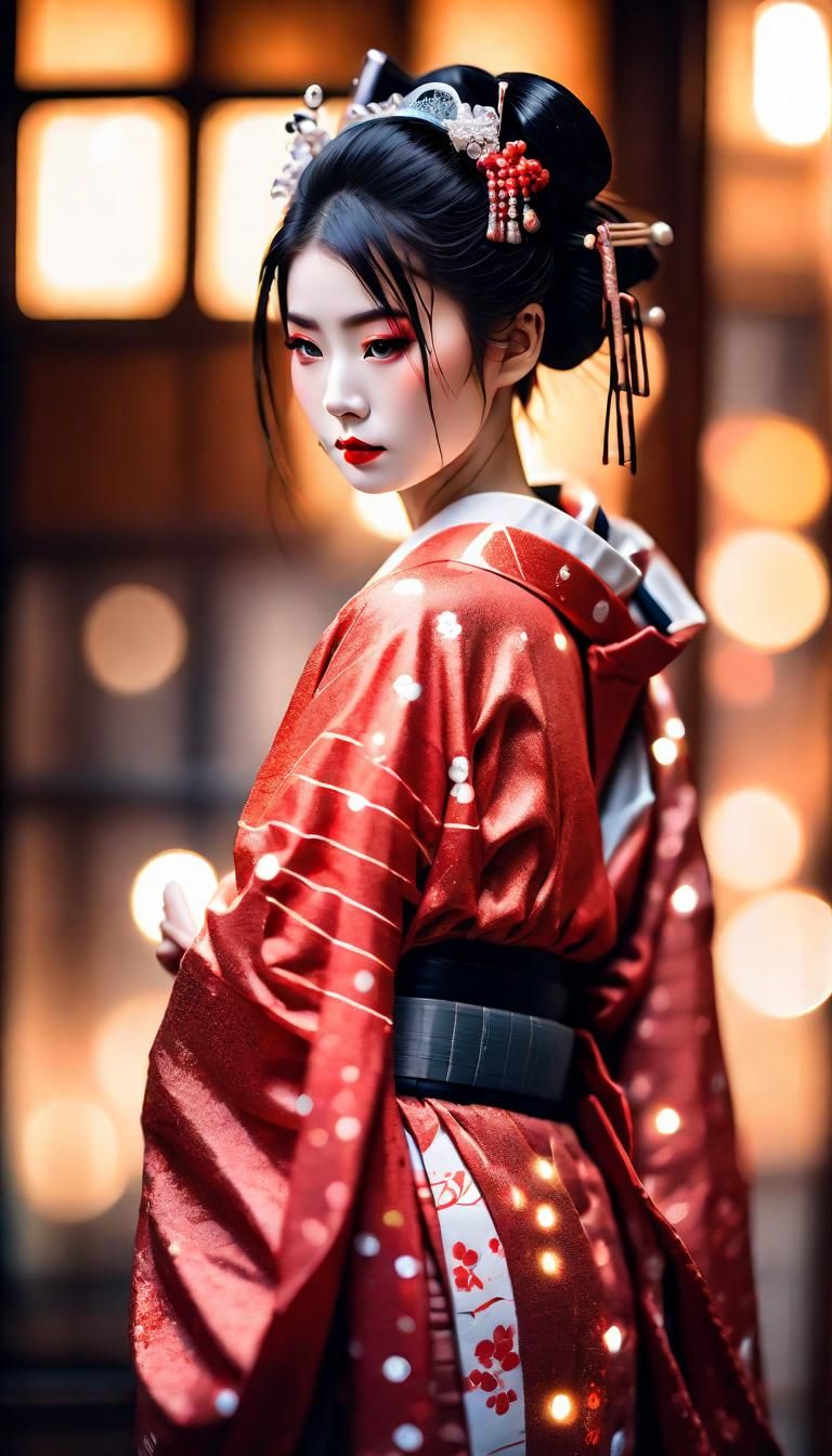Elegant Geisha Portrait in Natural Lighting