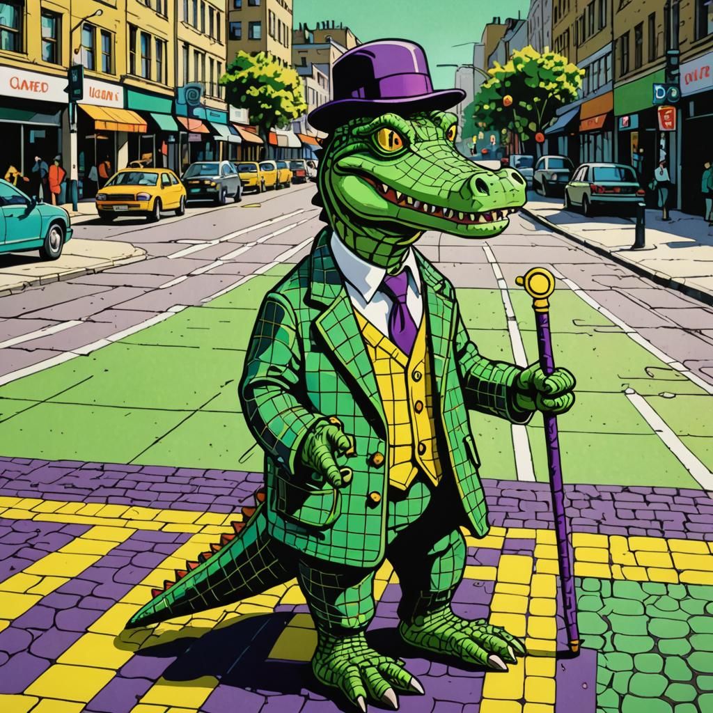 Crocodile Gentleman in Pop Art Screen Print Style