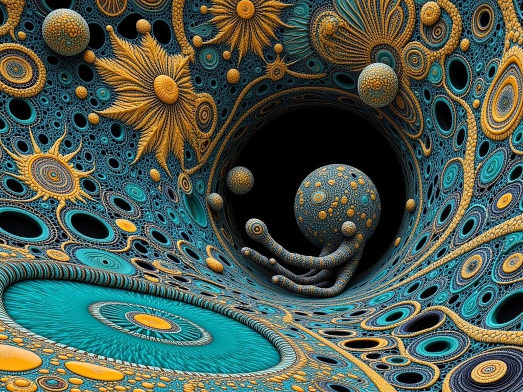 Surreal Futuristic Architecture in Persian Faience Tile Styl...