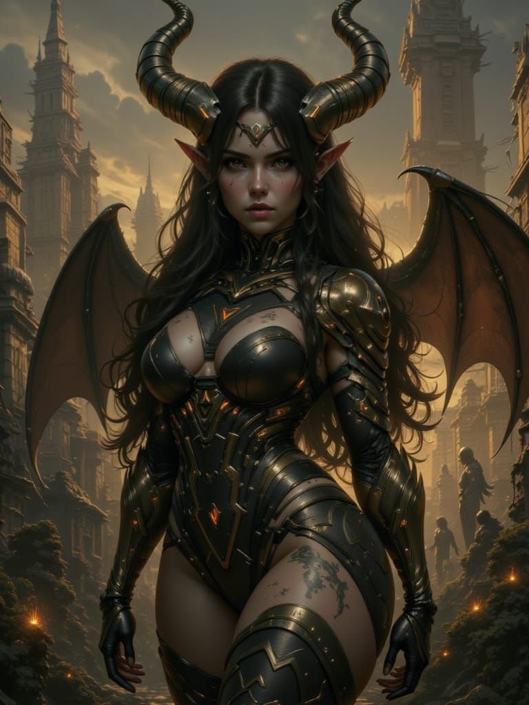 Epic Fantasy Female Monster in a Mythical Landscape