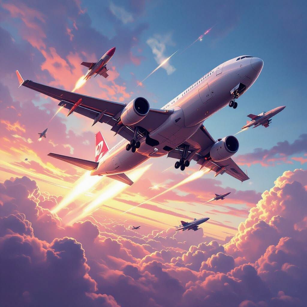 Futuristic 747 Airplane with Missiles
