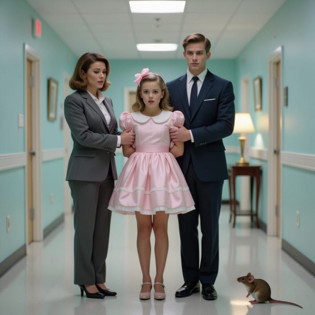 Dramatic Film Still: Confident Man Rescues Scared Woman