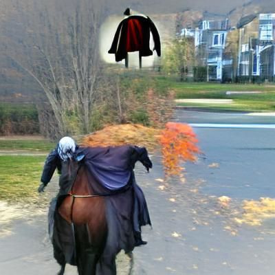 Eerie Headless Horseman in Dark Forest