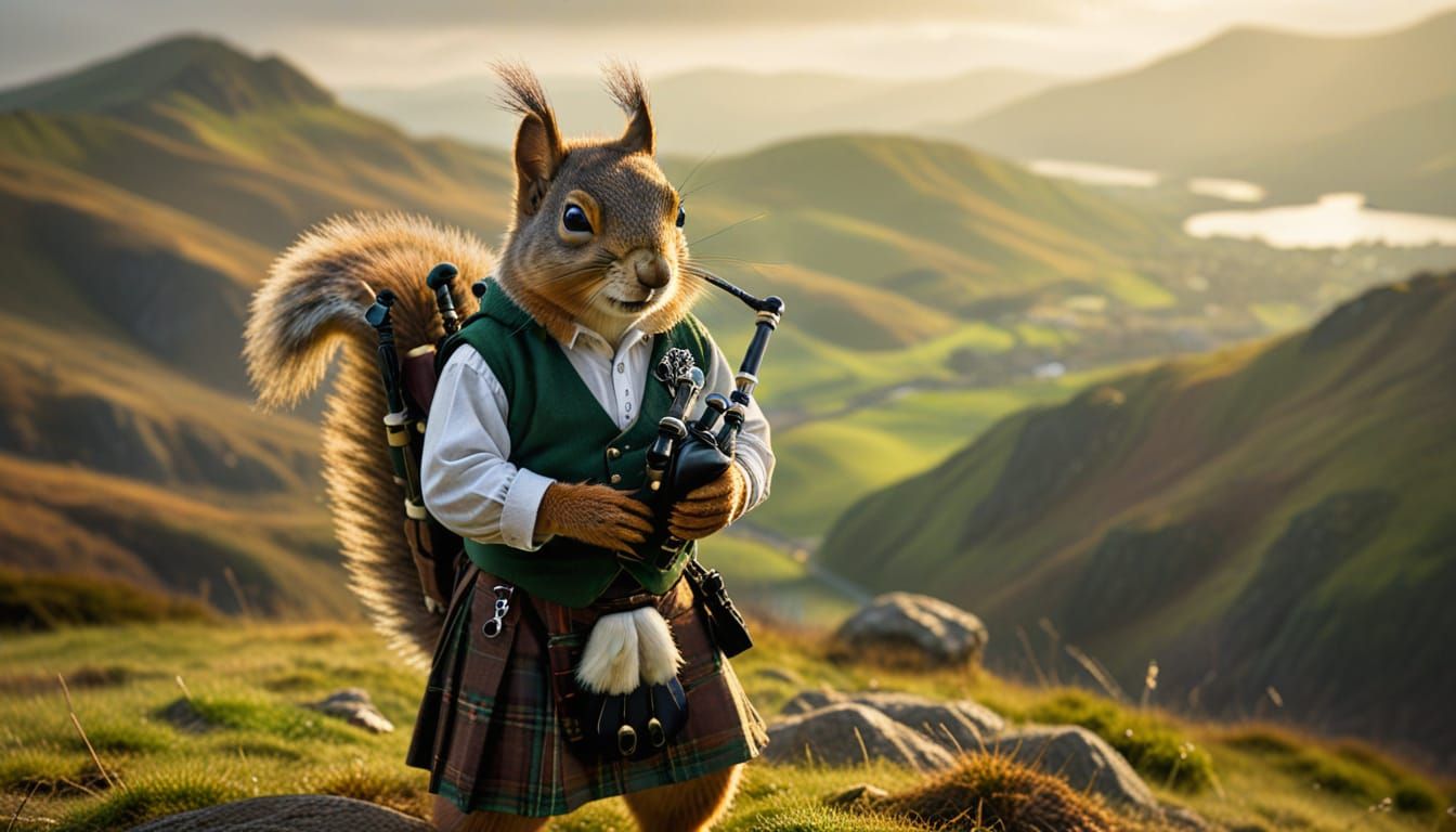 Squirrel Piper in Scotland: Alcohol Ink Art