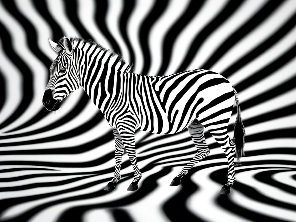 Abstract Zebra in Optical Illusion Style