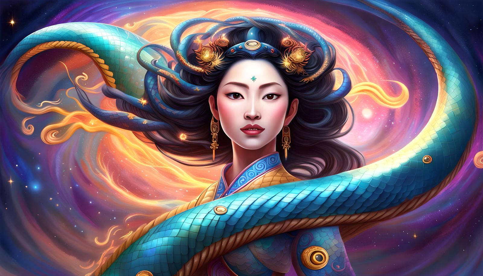 Joyous Celestial Naga Princess in Galaxy Vortex