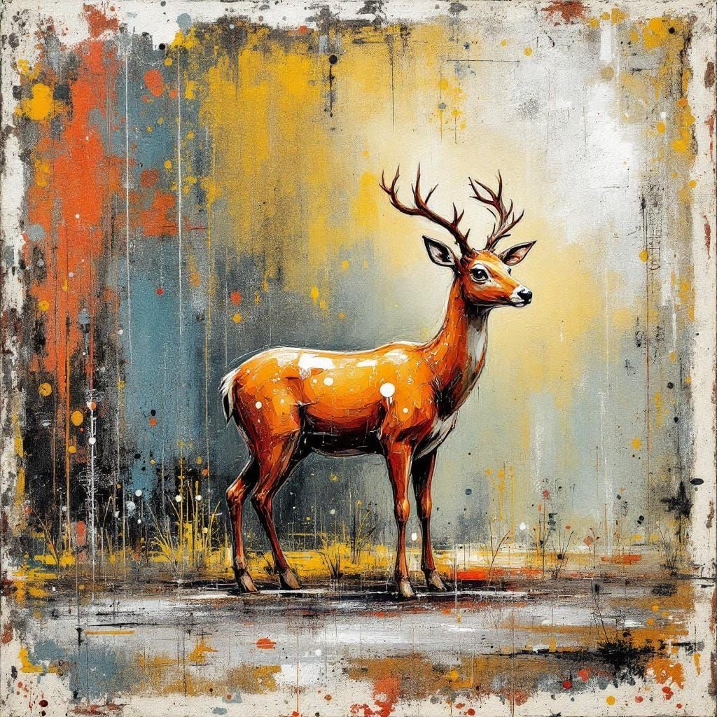 Stardust Tractor: Abstract Warm-Toned Art