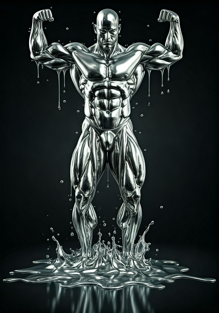 Liquid Mercury Bodybuilder: Mythic Strength Embodied