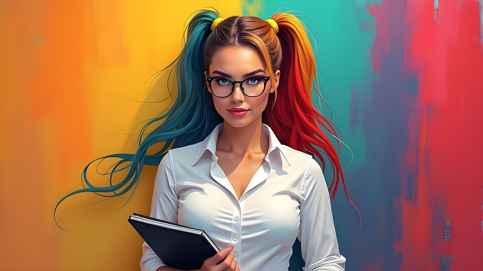 Gal Gadotova as a Confident Assistant in a Vibrant Digital P...