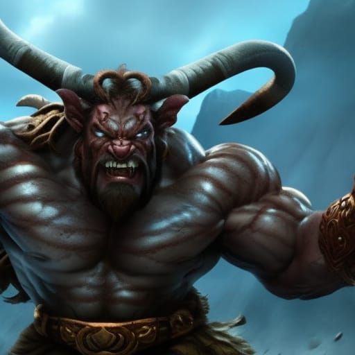 Fierce Minotaur Barbarian Warrior in Hyperrealistic 4K