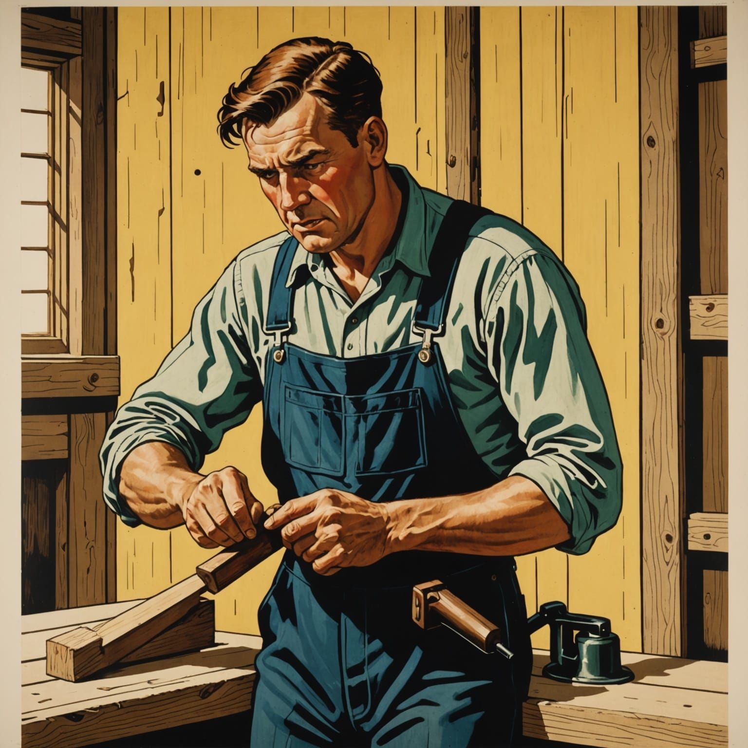 Carpenter's Moment of Frustration in WPA Style