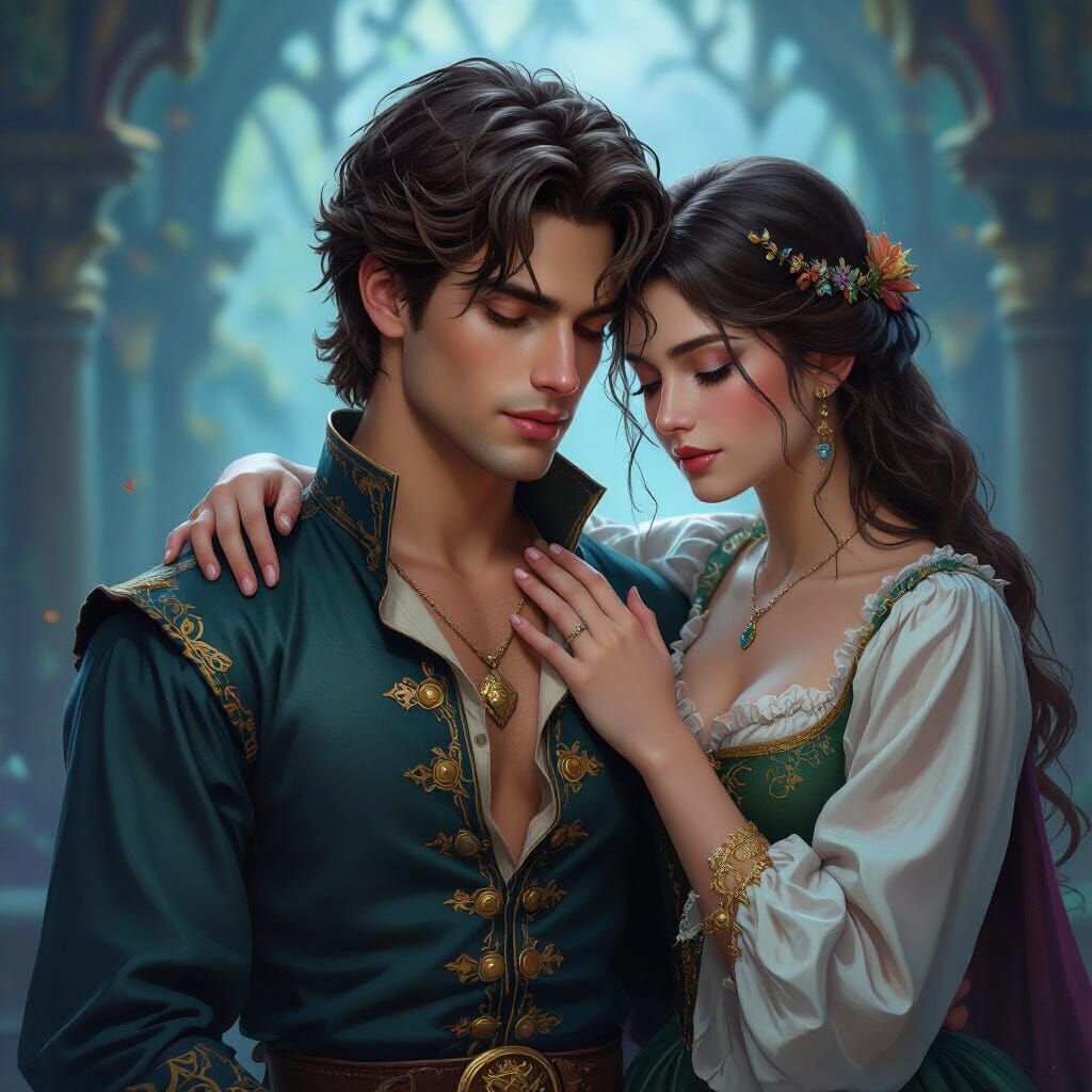 Fantasy Art: Woman Touches Prince's Chest in Unreal Engine S...