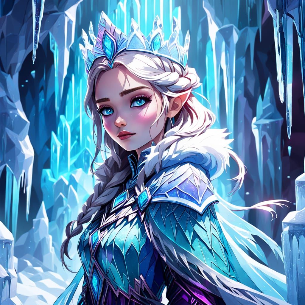 Ice Queen in Frozen Palace: Fantasy Portrait