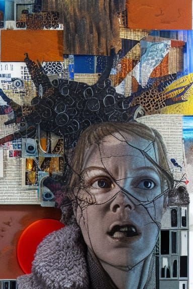 Ominous Mixed Media Collage with 3D Details