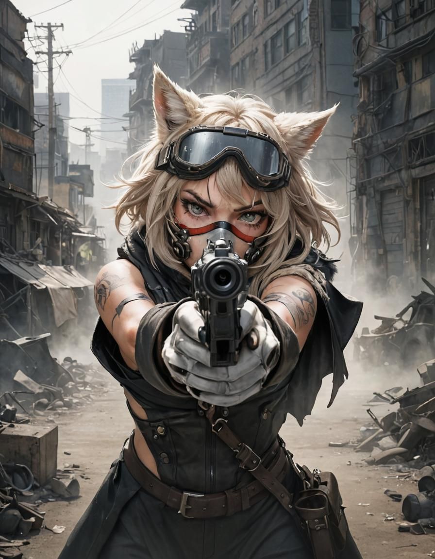 Apocalyptic Lynx Warrior in Wasteland Dystopia