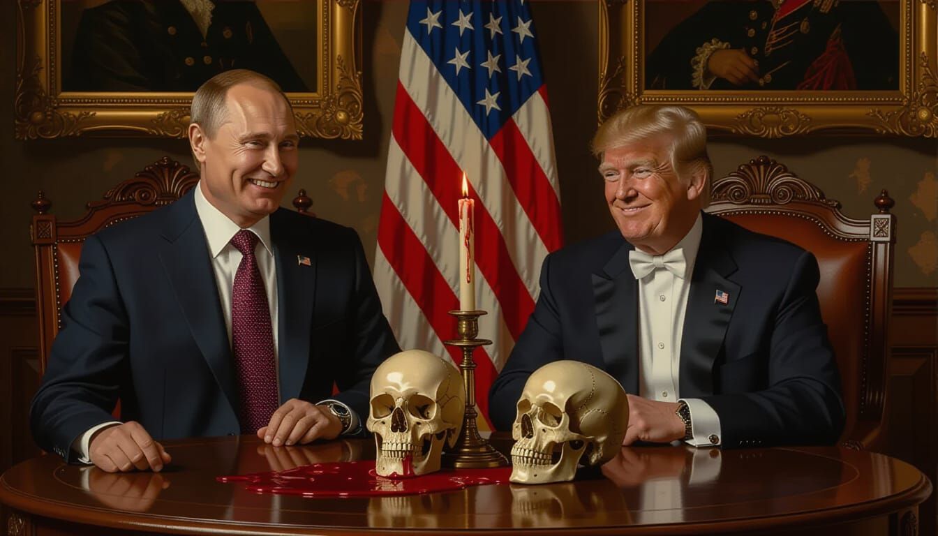 Two Presidents in Hyperrealistic Oil Painting Style