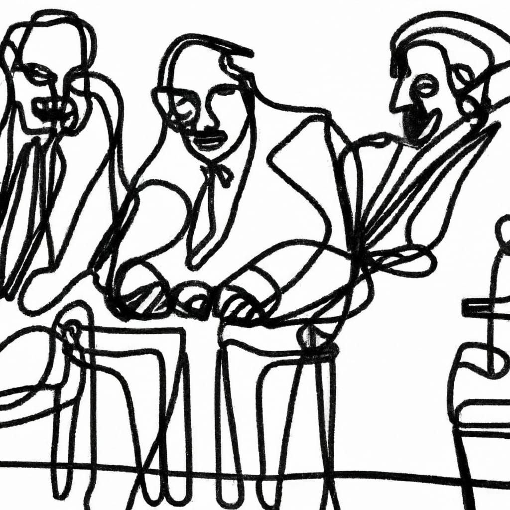 Abstract Politicians in Cubist One-Line Sketch