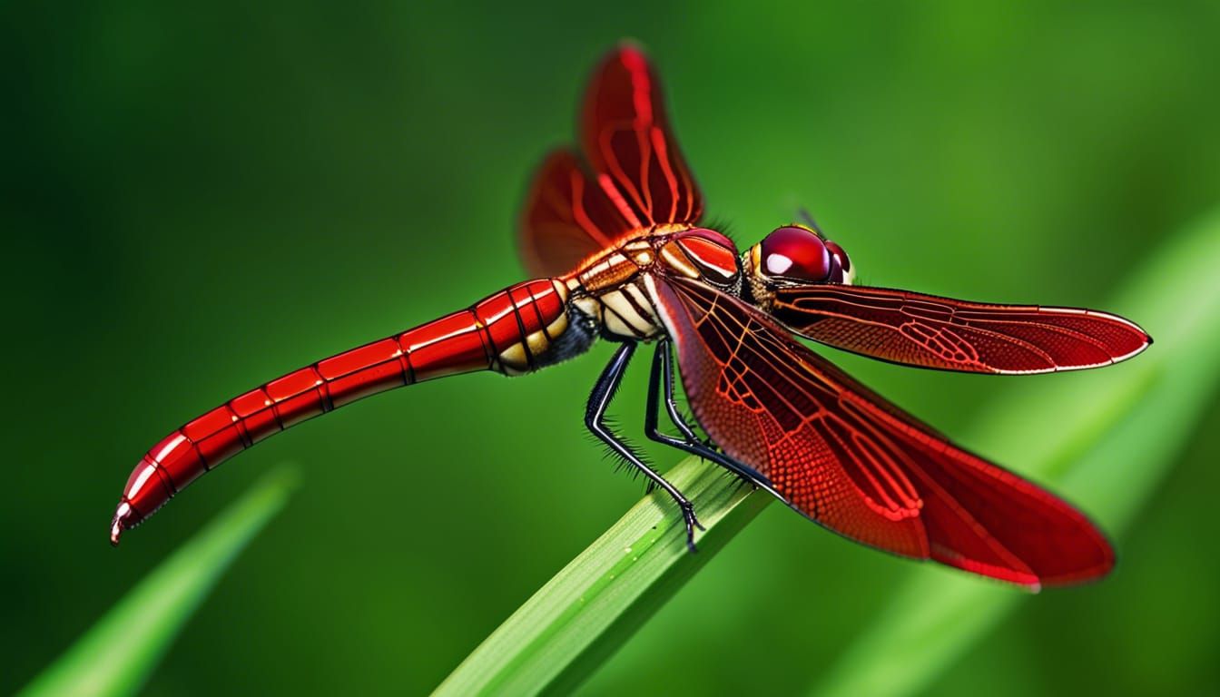 Detailed Red Dragonfly Macro Photograph