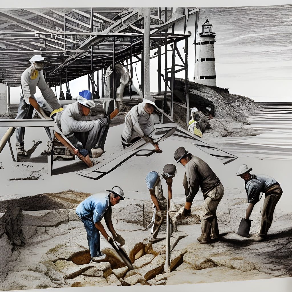 Construction Workers Digging Hole: Social Realism Artwork