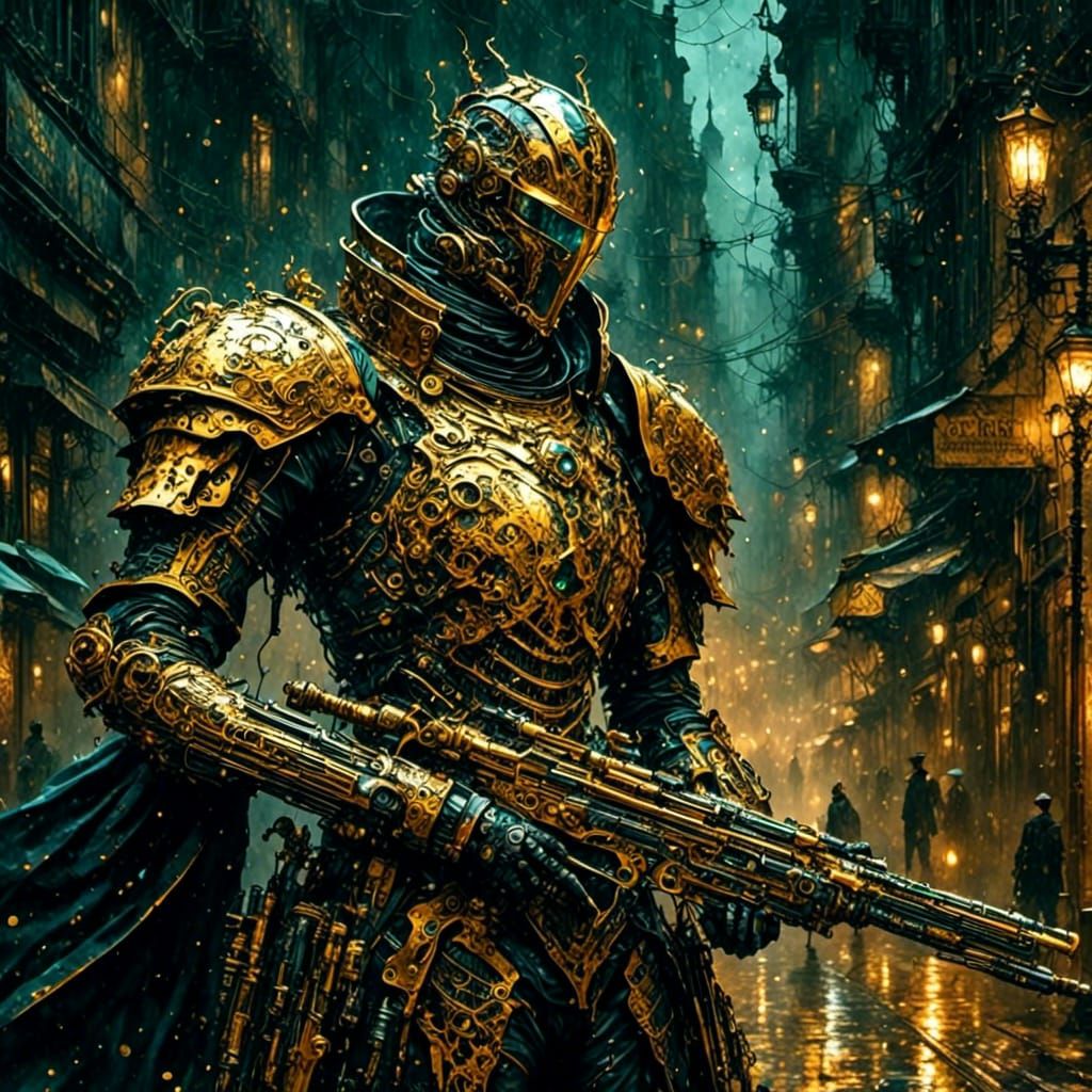 Noble Knight with Blunderbuss in Fantasy Armor