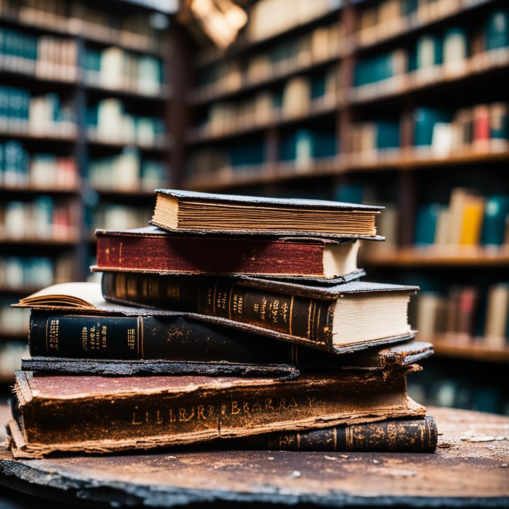 Ruined Library Interior in Professional Photography Style