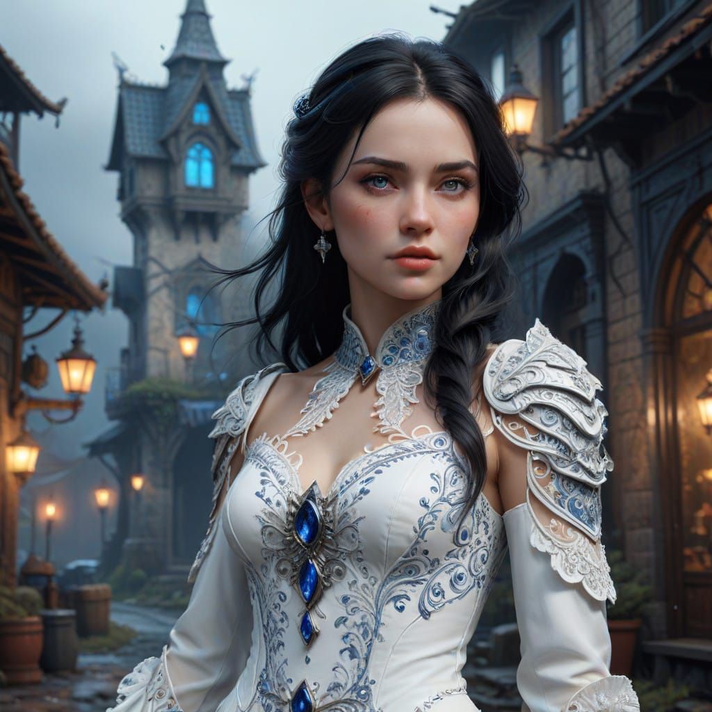 Regal Woman with Refined Features and Poise