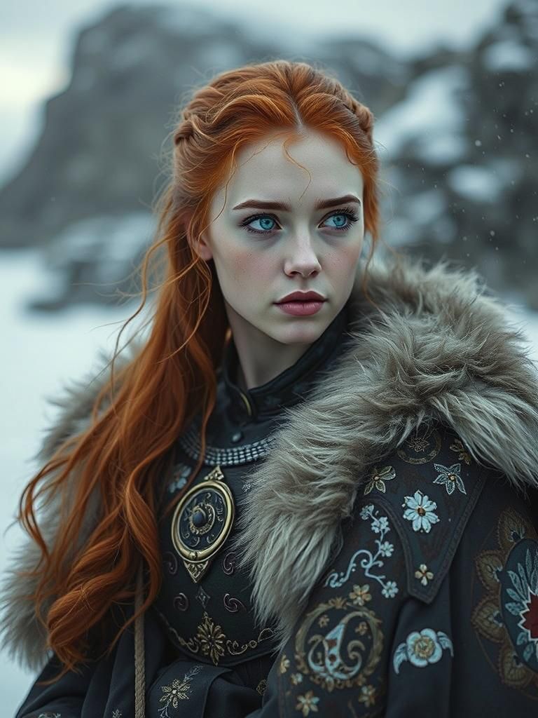 Medieval Queen on Iron Throne in Fantasy Style