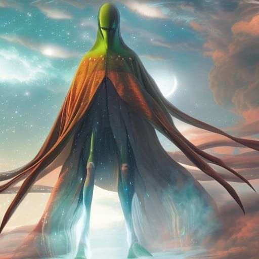 Hooded Alien Creature in Anime Style