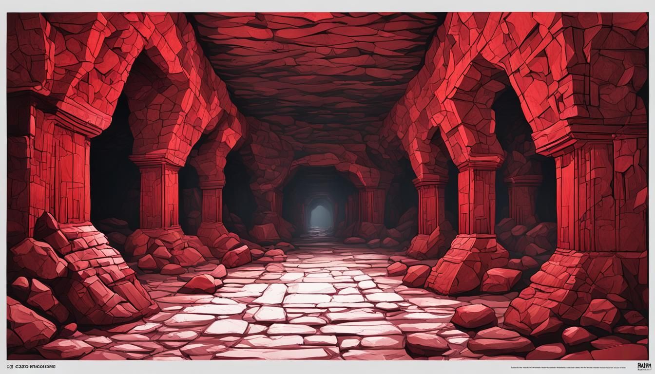 Cave Corridor Digital Art in Dark Fantasy Style
