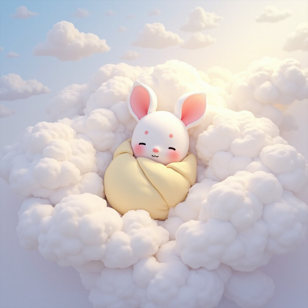 Baby Bilby in Marshmallow Clouds: Dreamlike Anime Art