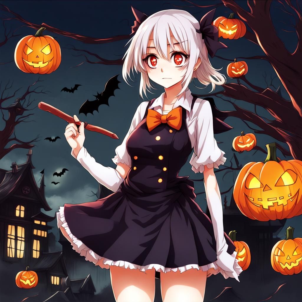 Anime-Style Halloween Girl in Manga Key Visual
