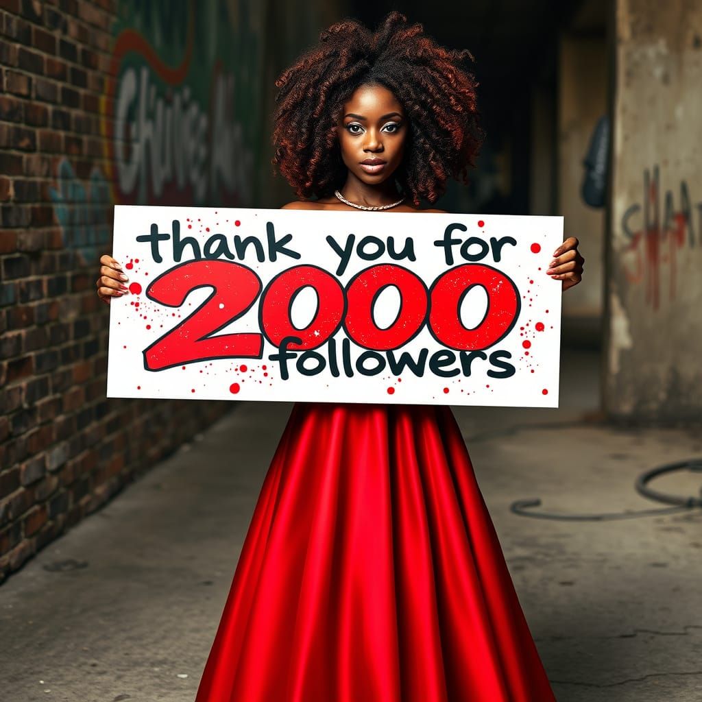 Young Woman in Red Ball Gown Celebrates 200 Followers in Vib...