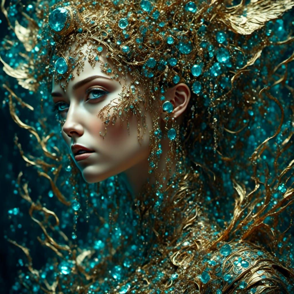 Mystical Portrait of Aphrodite Emerging from Shell