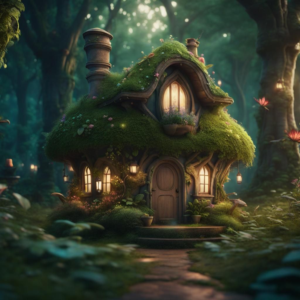 Secret Garden Fairy House in Lush Forest