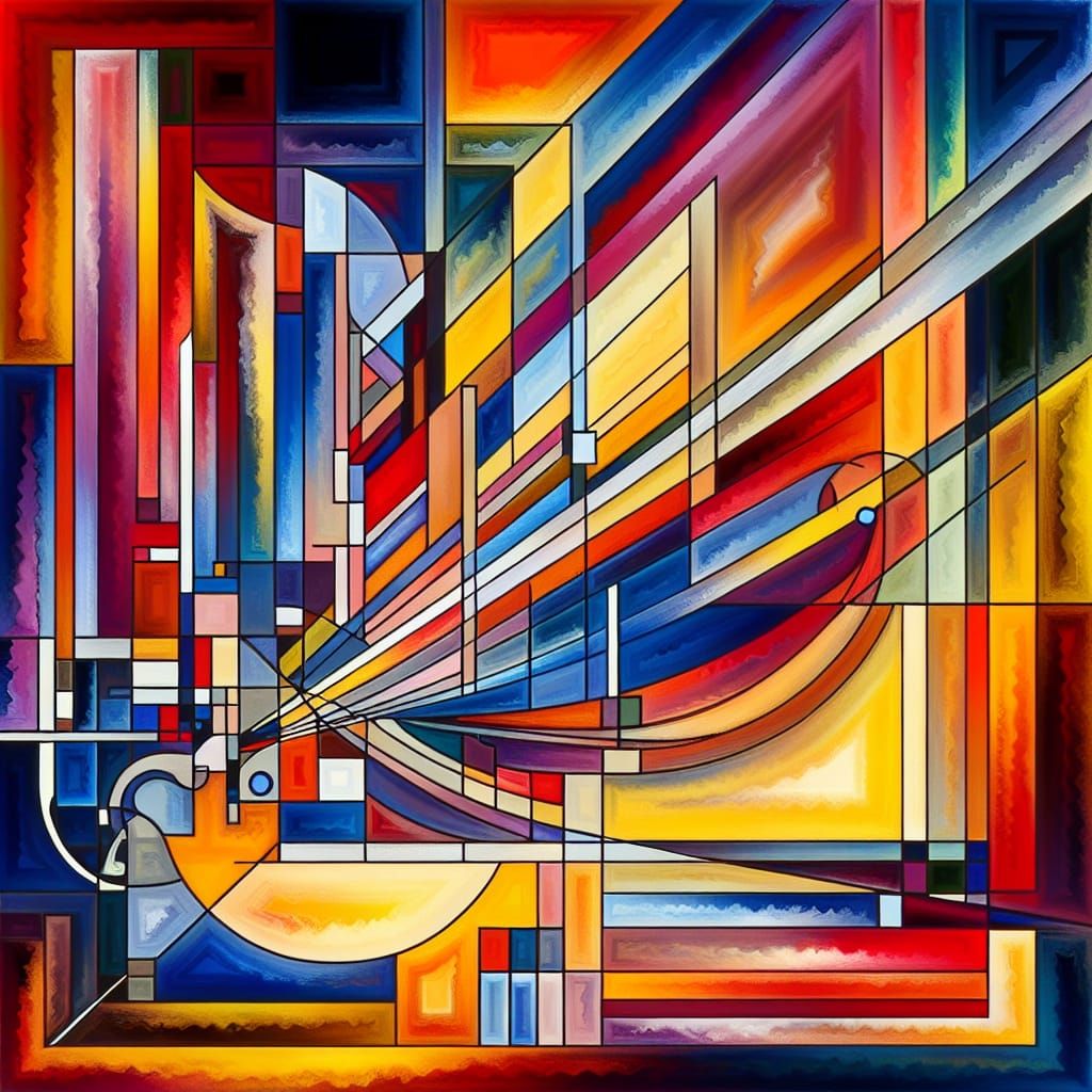 Wassily Kandinsky (Abstract Art) vibrant, abstract compositi...